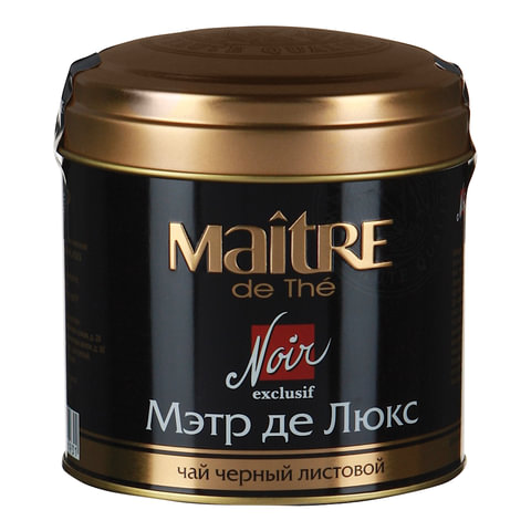 Чай MAITRE (Мэтр) "Мэтр де Люкс", черный, листовой, жестяная банка, 100 г, бар165р