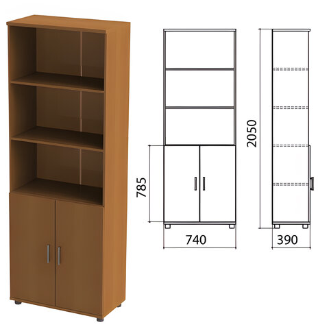 Шкаф полузакрытый "Монолит", 740х390х2050 мм, цвет орех гварнери (КОМПЛЕКТ)