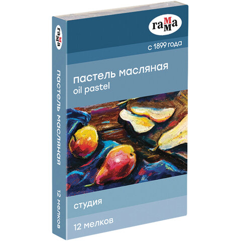 Пастель масляная ГАММА "Студия", 12 цветов, круглое сечение, картонная упаковка, 160320205