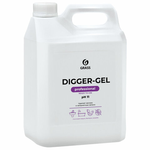 Средство для прочистки канализационных труб 5,3 кг GRASS DIGGER-GEL, гель, щелочное, 125206