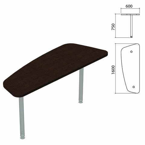 Стол приставной "Приоритет" (1600х600х750 мм), БЕЗ ОПОР (640411), венге, К-921, К-921 венге