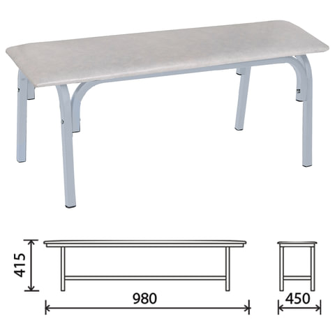 Банкетка без спинки "Астрид", 980х450х415 мм, светло-серый каркас, кожзам белый