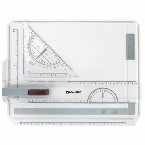 Доска чертежная А4, 370х295 мм, с рейсшиной и треугольником, BRAUBERG, 210535