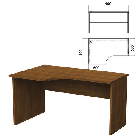 Стол письменный эргономичный "Этюд", 1400х900х750 мм, левый, орех (КОМПЛЕКТ)