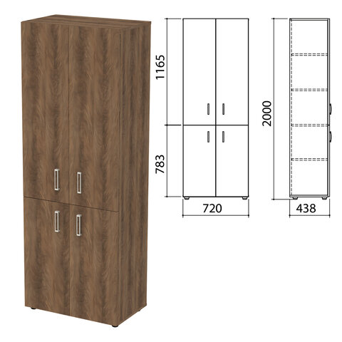 Шкаф закрытый "Приоритет", 720х438х2000 мм, 4 полки, лагос (КОМПЛЕКТ)