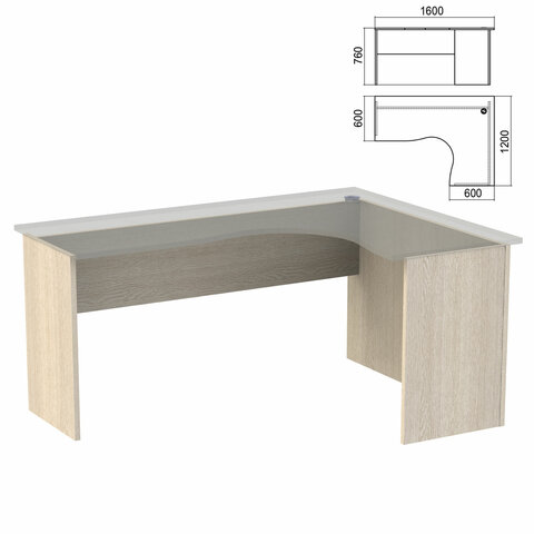 Стол компактный ЧАСТЬ 2 "Арго", 1600х1200х760 мм, правый, ясень шимо
