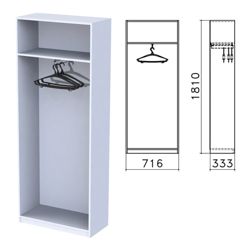 Шкаф (каркас) для одежды "Бюджет", 716х333х1810 мм, серый, 402878-030
